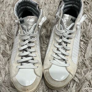 P448 Men's White and Gray High-Top Sneakers